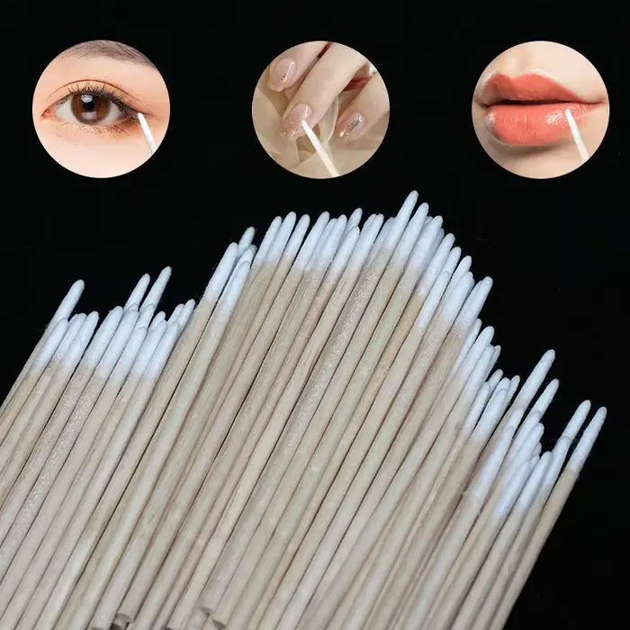300 pièces ongles bois coton-tige bâtons propres dissolvant de vernis à ongles outils d'art tête de 