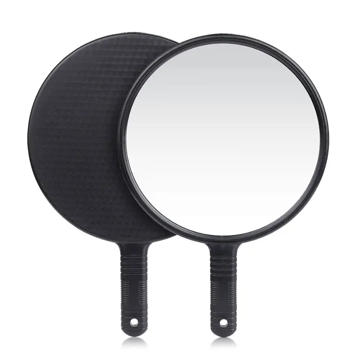 Grand miroir de poche pour la beauté et les soins capillaires, poignée ronde, miroir de maquillage e