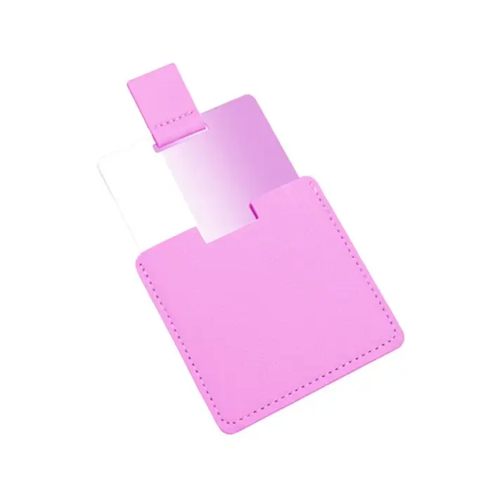 Miroir de poche compact en acier inoxydable, housse de protection en PU, pas cassé, cosmétique, maqu
