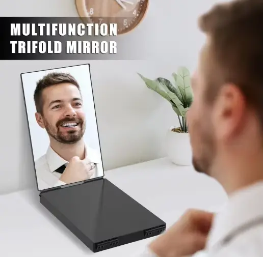 Miroir pliable portable avec crochets télescopiques réglables