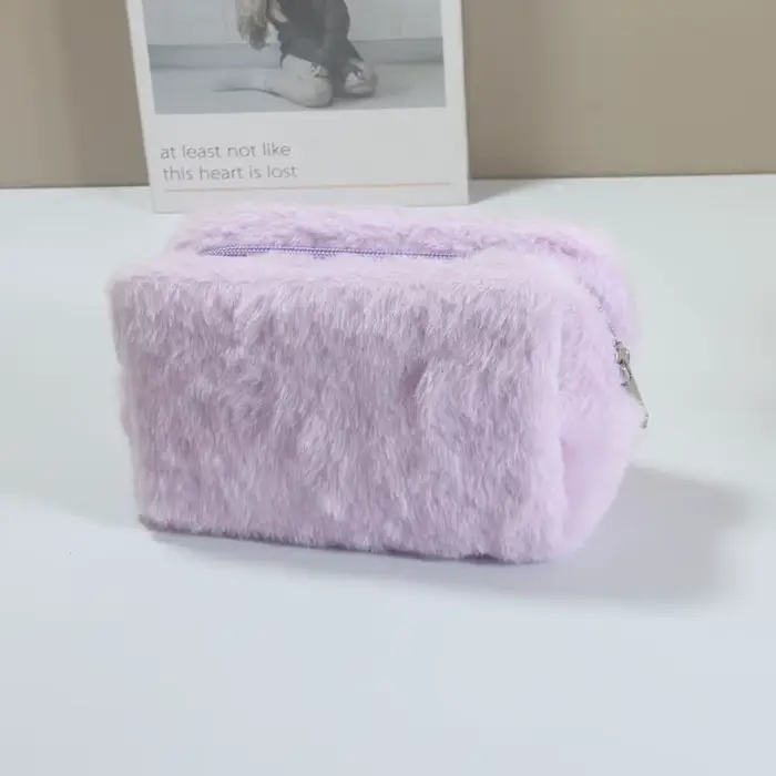 Boîte à maquillage en peluche pour fille, trousse de maquillage pour femme, trousse de maquillage de