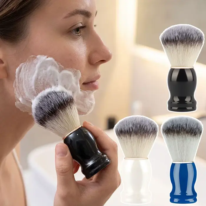 Pinceau à raser la barbe, pinceaux de maquillage, 1 pièce, manche en bois, poils de porc, pour salon de coiffure, barbier, mousse à raser, outils de nettoyage facial pour hommes