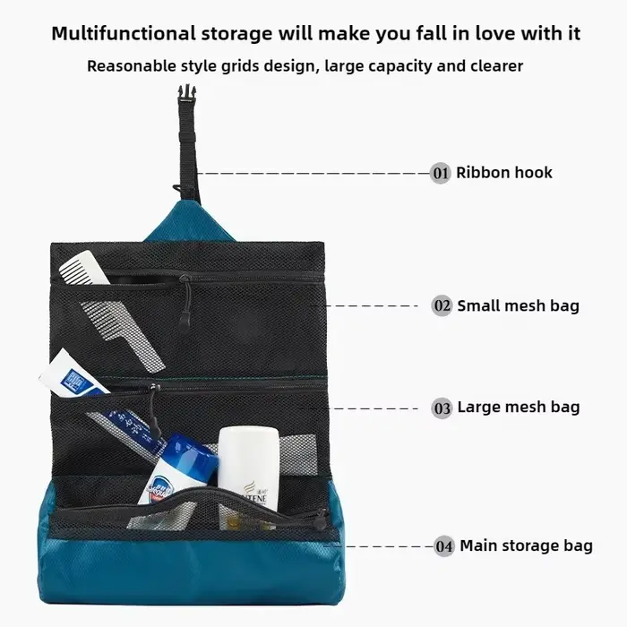Trousse de toilette de voyage multifonctionnelle pour hommes: organisateur Compact pliable et étanche