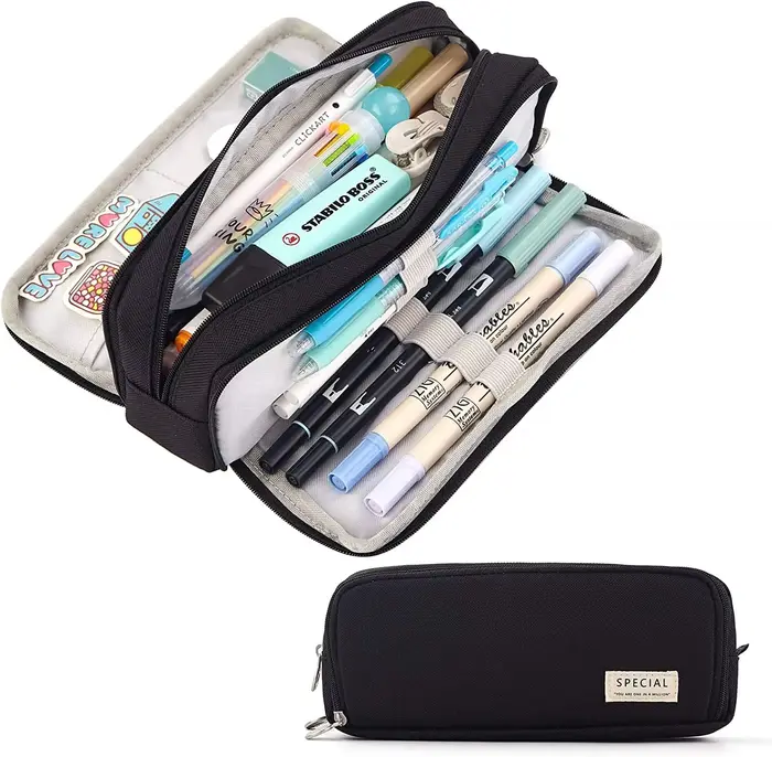 Trousse à crayons grande capacité, pochette à crayons esthétique, organisateur de papeterie de burea