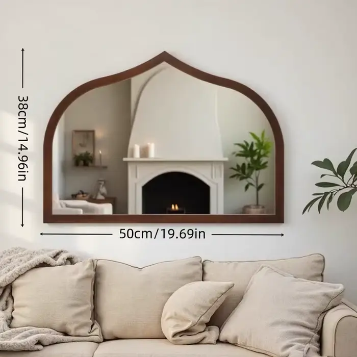 Miroir de maquillage mural - 50 cm x 38 cm, miroir mural décoratif, miroir mural irrégulier pour fen