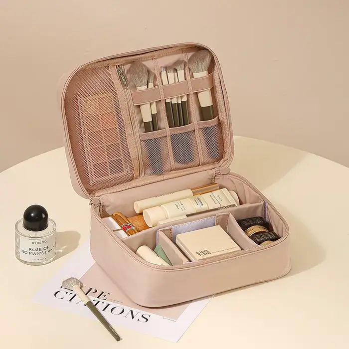 Étui de rangement de maquillage professionnel, sac Portable en tissu Oxford avec plusieurs compartim