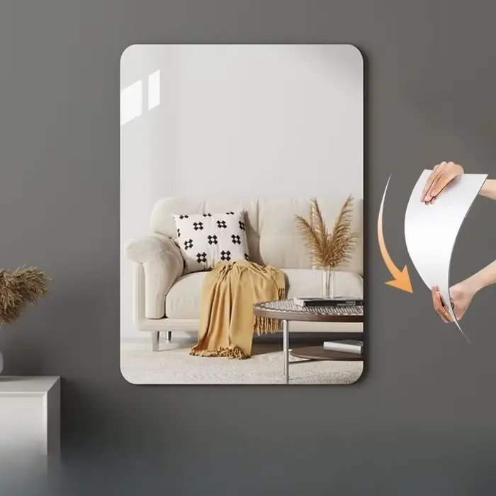 Miroir souple en acrylique mural auto-adhésif sans perçage, miroir de dressing pour la maison, la sa