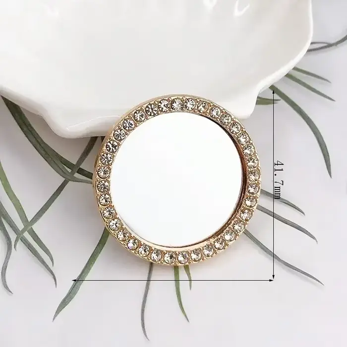 Mini miroir de maquillage de poche en forme de cœur en diamant, miroirs portables, bricolage, étui d