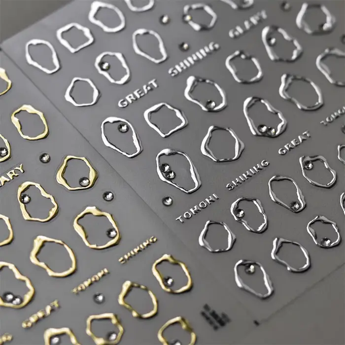 1 pièces 5D strass or argent motif irrégulier autocollant pour ongles conception Simple adhésif curs