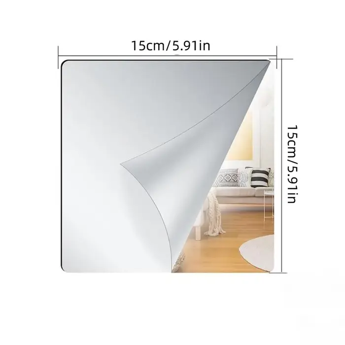 Autocollants muraux miroir auto-adhésifs, miroir de maquillage Flexible de 1.6mm d'épaisseur, 20/30/