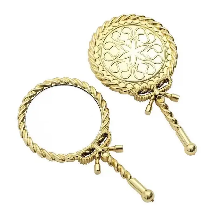 Miroir de maquillage vintage portable rond, miroir de vanité européen à corde torsadée pour dressing