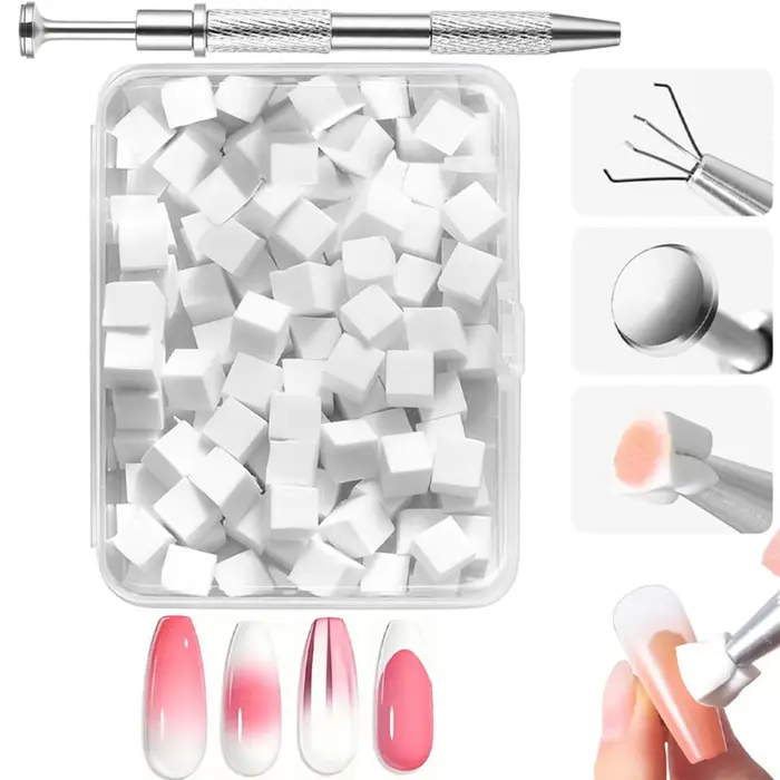 Kit d'éponges dégradées pour ongles avec stylo applicateur