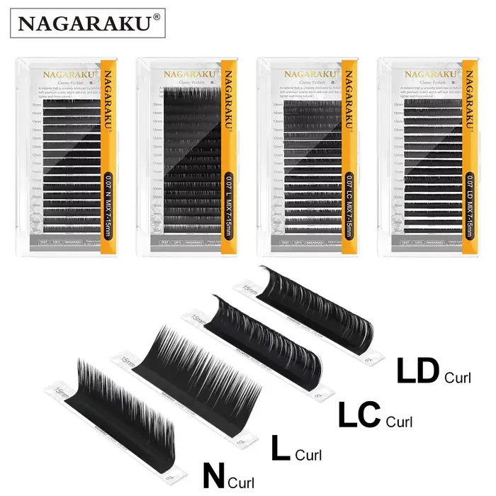 NAGARAKU mélange Extension de cils maquillage L LC N boucles mélange 7-15mm 16 lignes vison synthéti