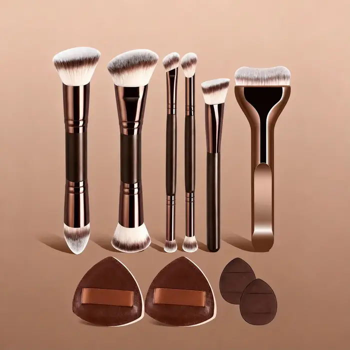 Ensemble de pinceaux de maquillage professionnels, 6 pièces, pinceau pour fond de teint à double ext
