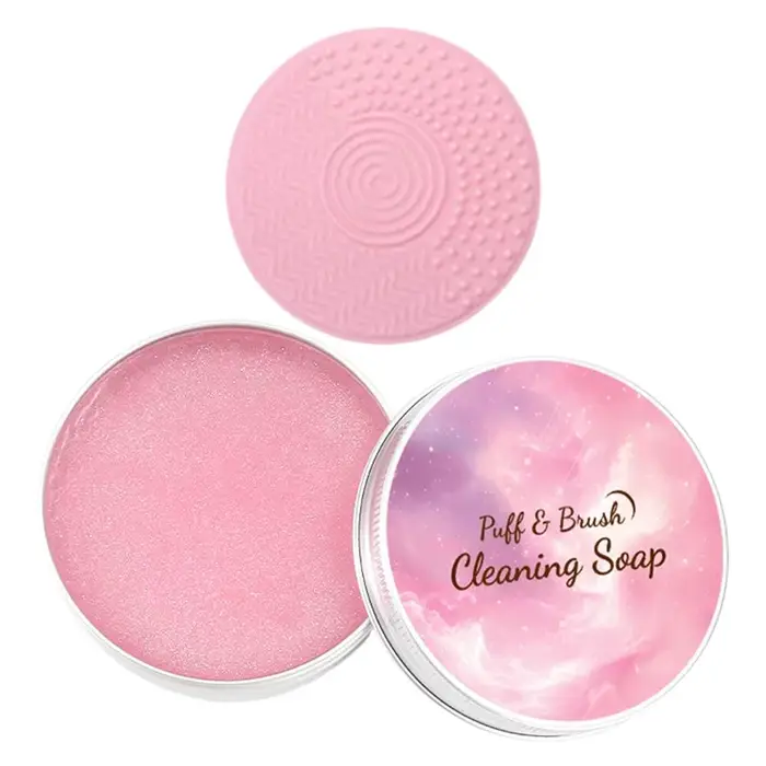 Savon nettoyant pour pinceaux de maquillage avec tapis en silicone pour pinceaux et éponges de maqui