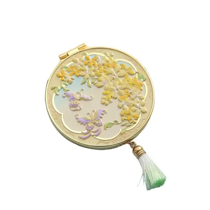 Miroir de maquillage en métal de style chinois, pliant, portable, cosmétique, créatif, exquis, déter