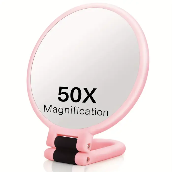 50x Miroirs de maquillage portables à double face, grossissement 1X/50X, miroir de maquillage pliabl