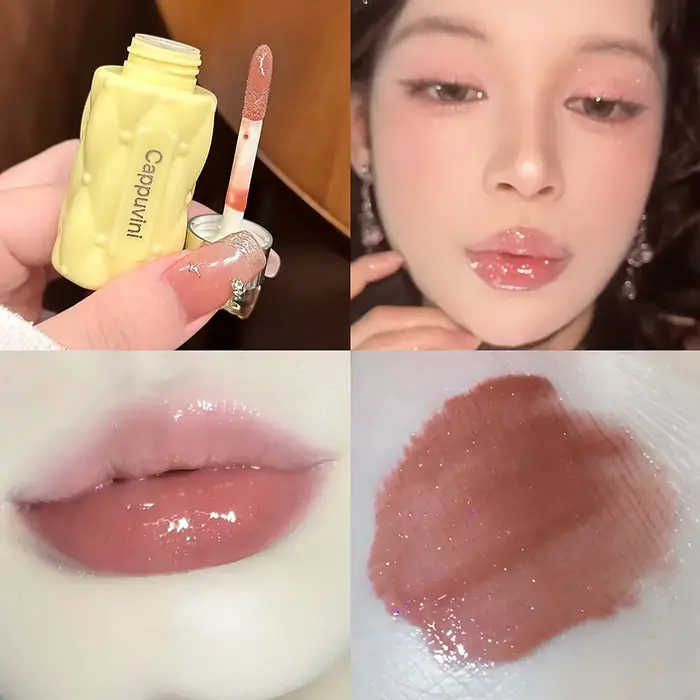 Gloss à lèvres effet miroir hydratant et nourrissant, maquillage léger, brillance vitreuse, teinte é