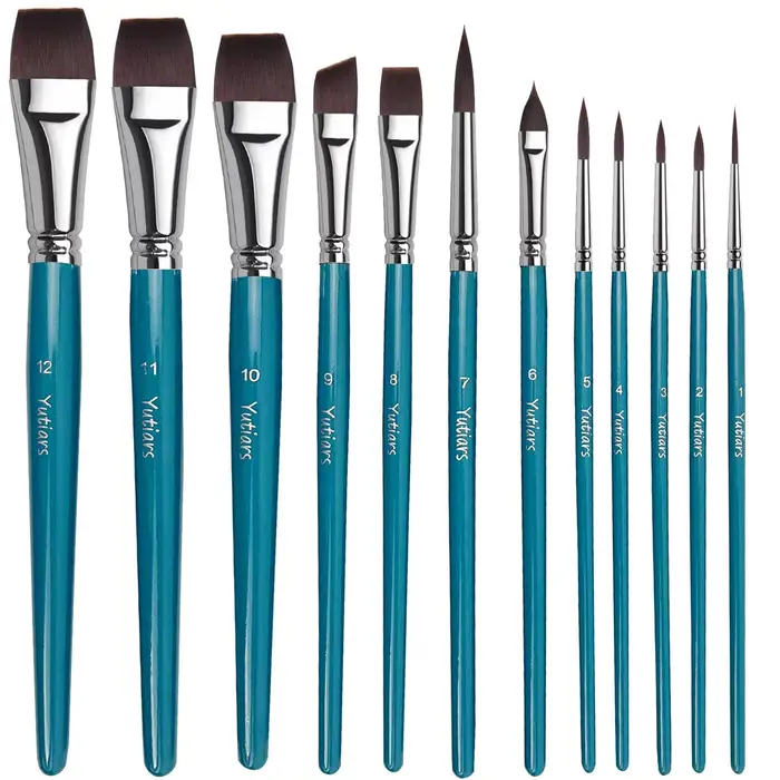 Lot de 12 pinceaux professionnels pour maquillage artistique avec poils en nylon, idéal pour le maqu