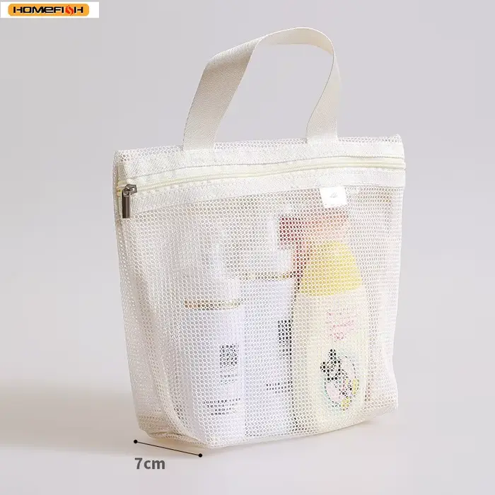 Sac de rangement en maille pour articles de toilette, organisateur de douche suspendu portable, poch