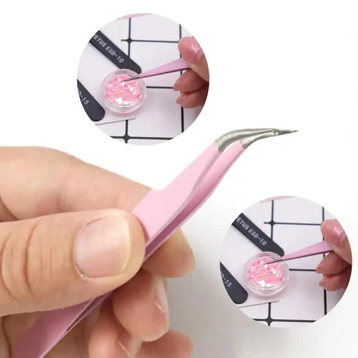 Pincettes en acier inoxydable pour Extension de cils, courbées, droites, Non magnétiques, outils de 