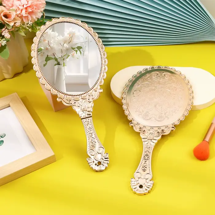 Miroir de poche vintage, miroir de maquillage portable, miroir cosmétique portable pour les voyages,