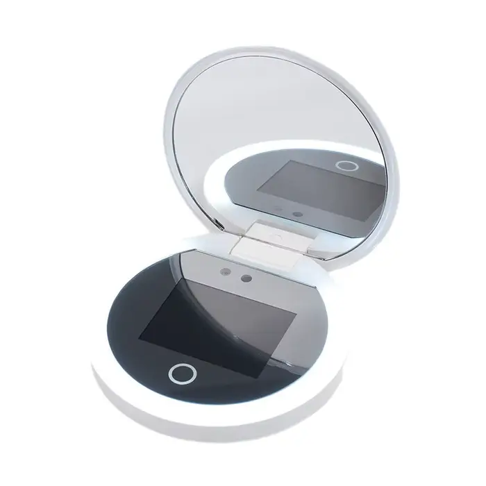 Miroir de maquillage portable intelligent avec lumière LED, caméra UV et visualisation du visage pou