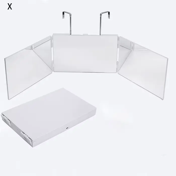 Miroir à cheveux pliable 3 voies avec LED, miroir de coupe avec éclairage, miroir de coiffure pour c