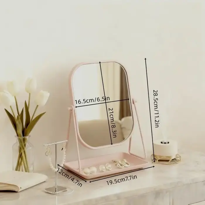 Miroir de maquillage de style européen, miroir de bureau pour filles, miroir décoratif rotatif pour 