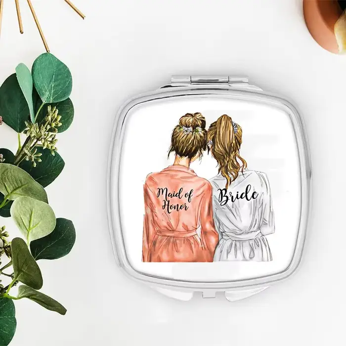 Sac de survie cosmétique pour demoiselle d'honneur, cadeau miroir de mariage, enterrement de vie de 