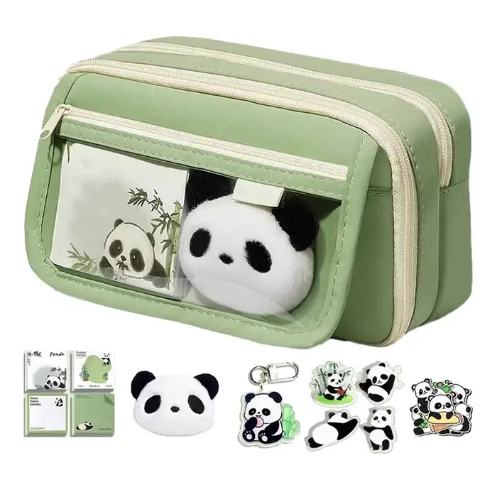 Trousse à crayons esthétique Panda, grande capacité, trousse à crayons animale, pochette à crayons m