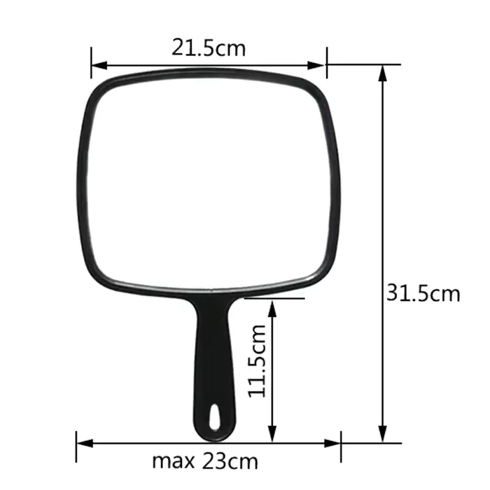Miroir de coiffeur noir portable avec poignée, miroir de salon professionnel pratique pour la maison