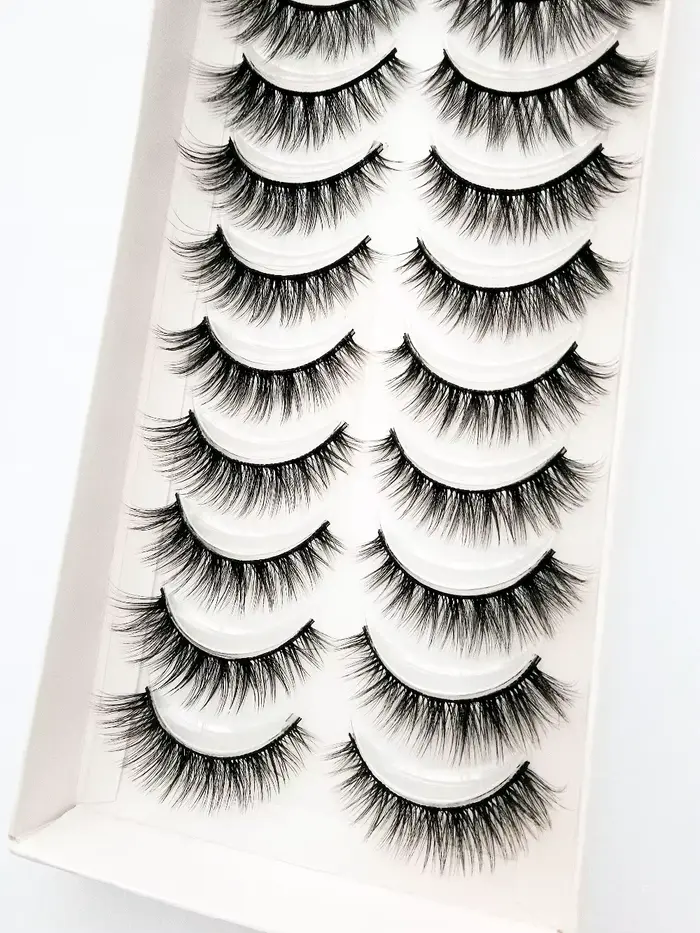HBZGTLAD 10 paires Faux vison Faux cils naturel Long maquillage 3d vison cils Extension cils courts 