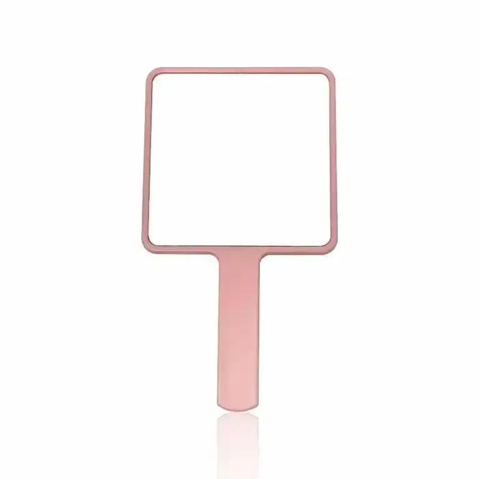 Miroir de maquillage à main carré, miroir de vanité avec poignée en plastique, petit miroir haute dé