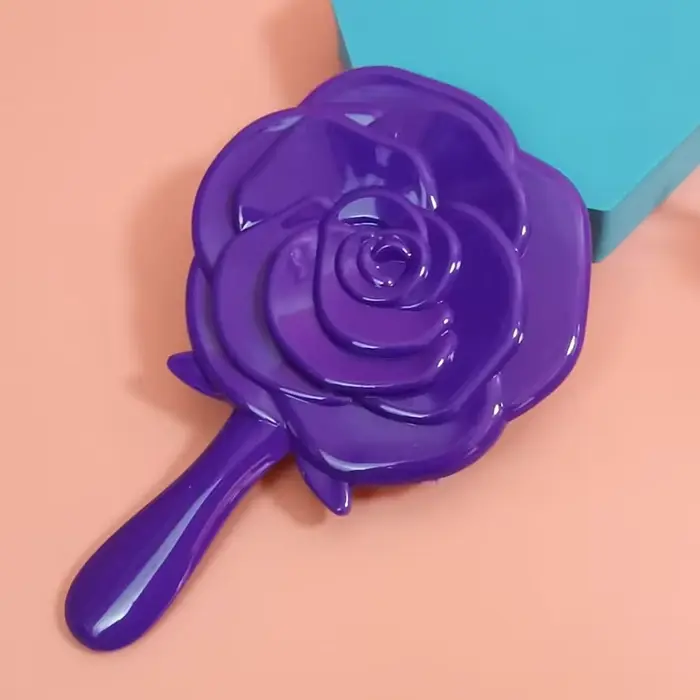 Miroir de maquillage vintage rose avec poignée pour femme, miroir de poche compact, cosmétique de va