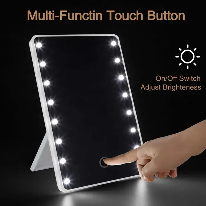 Miroir de maquillage à 16 LED avec lumière tactile réglable