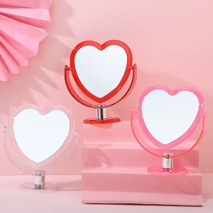 Miroir Cosmétique en Forme de Cœur de Style Coréen