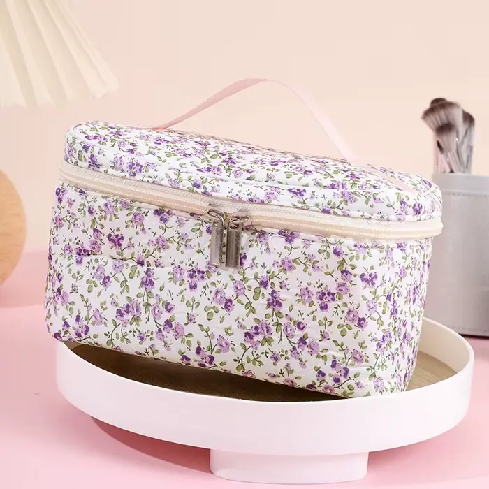 Sac de maquillage à fleurs, 1 pièce, sac de rangement de maquillage carré Simple et Portable, trouss