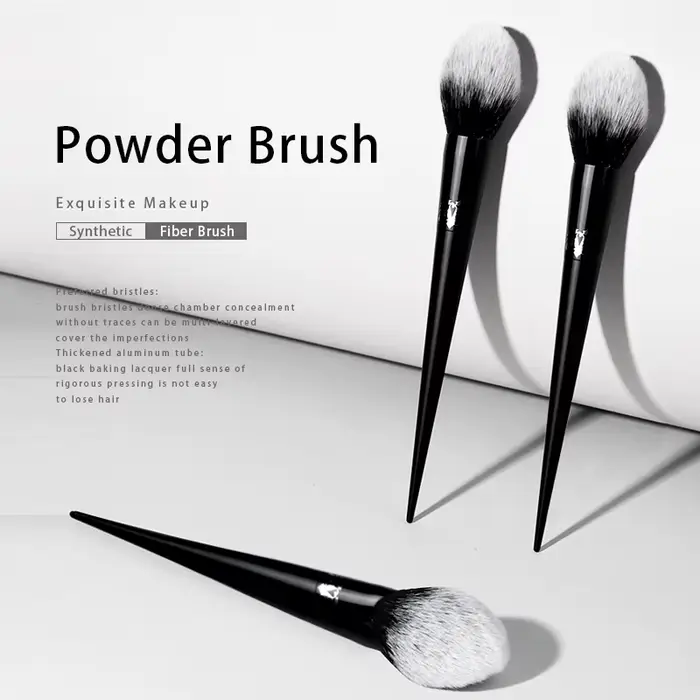Kat Von D-pinceau de maquillage 20 pinceau à poudre cheveux en fibres douces élégant manche noir pinceaux de maquillage de marque pour femme