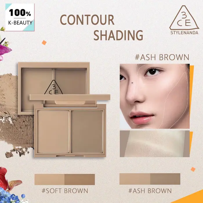 3CE Contour Shading, tenue longue durée, contour naturel, léger et facile à estomper, couvrance modu