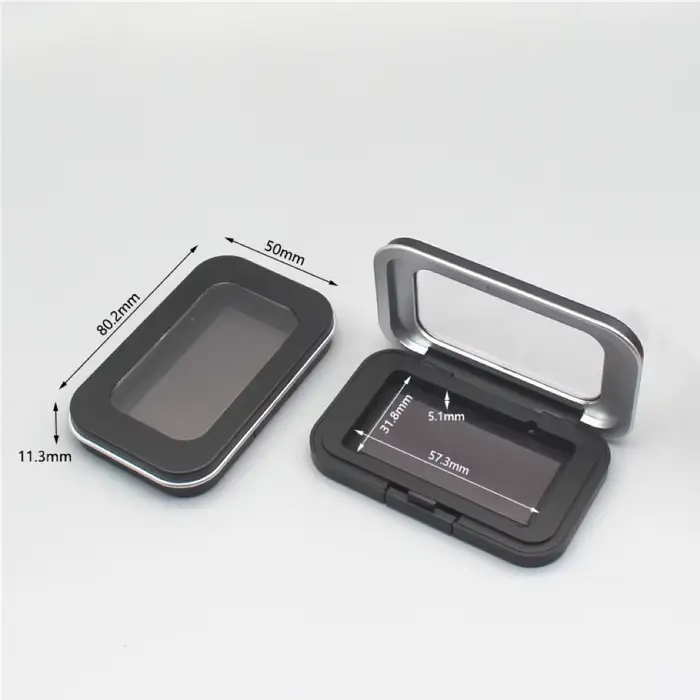 Boîte de maquillage pour fard à paupières, bricolage, avec miroir, noir mat, Palette de cosmétiques 