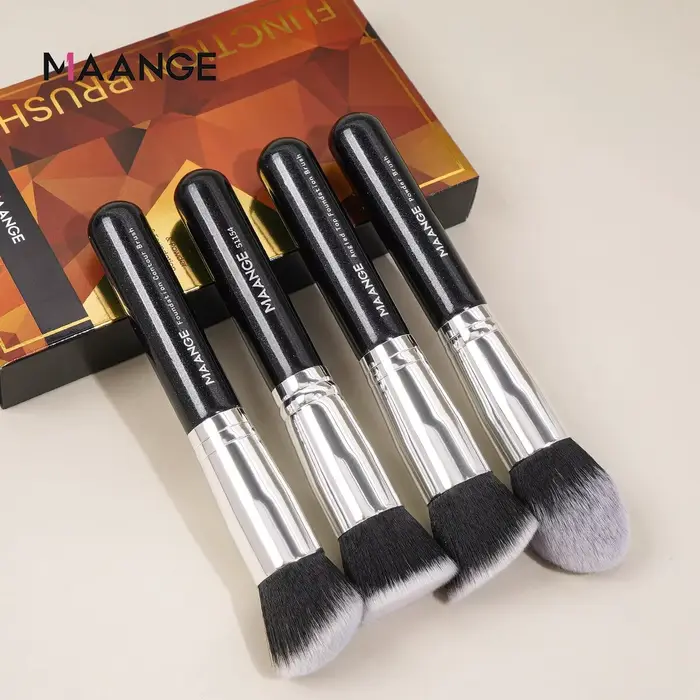 MAANGE 4 pièces pinceaux de maquillage avec étui fond de teint correcteur poudre pinceau de maquilla
