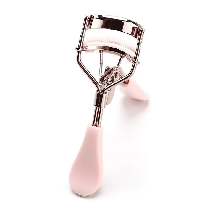 Recourbe-cils professionnel rose avec peigne pour des courbes parfaites, outil de maquillage facile 