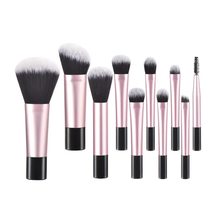 10 Mini pinceaux de maquillage noirs, outil de maquillage portable de voyage, bouffée de maquillage,
