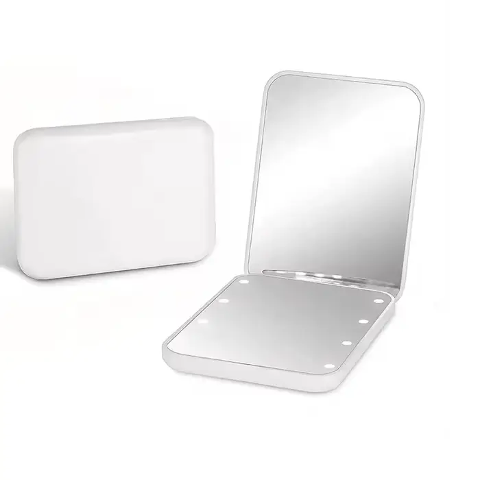 Mini miroir de maquillage portable 1X/3X grossissant, compact, pliable, de voyage, avec lumière, mir