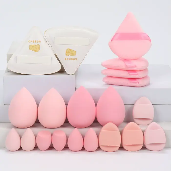 Ensemble d'éponges de maquillage et de bouffantes de maquillage roses, 20 pièces, adaptées à la crèm