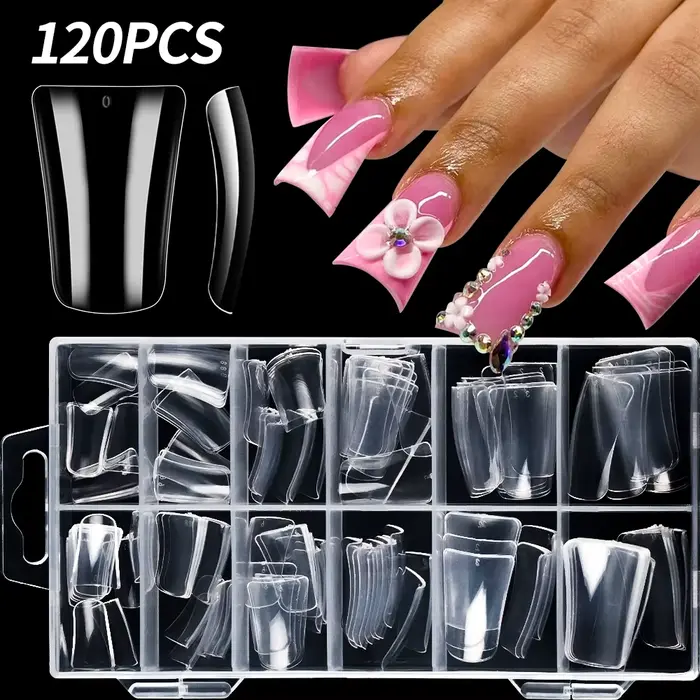 Faux ongles en forme de canard, demi-couverture, transparents/naturels, à pression, Y2K, Extension d