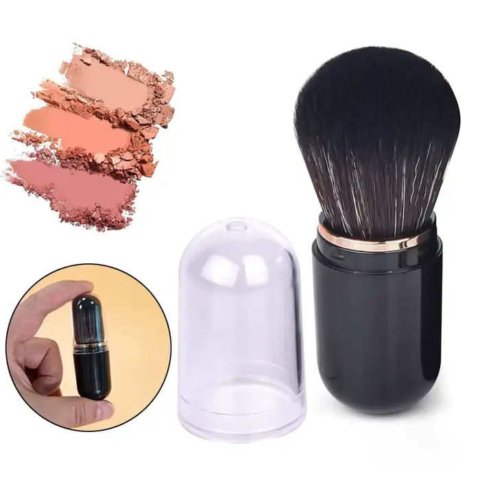 Pinceau Kabuki rétractable pinceaux de maquillage de voyage mignon en forme de Capsule Portable poudre fond de teint