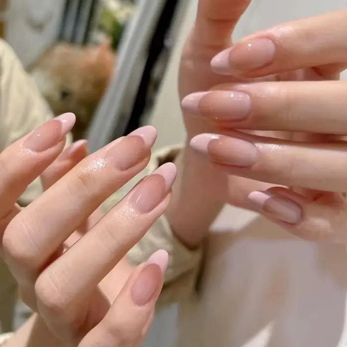 10 pièces couleur nue à la main presse sur les ongles couverture complète changement progressif cris