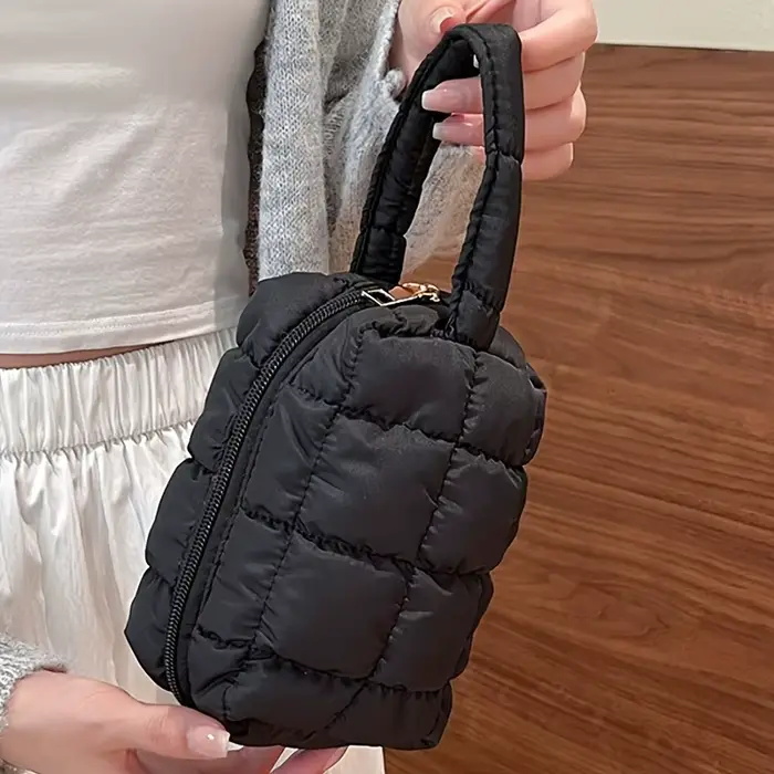 Trousse de maquillage matelassée en polyester, grande capacité, unisexe-adulte, organisateur portabl